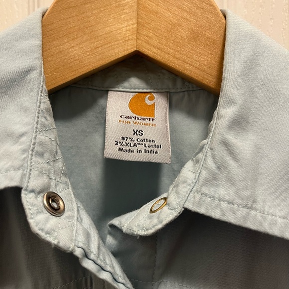 Carhartt Sleeveless Pearl Button Down Top - Baby Blue - Size XS - Picture 2 of 5